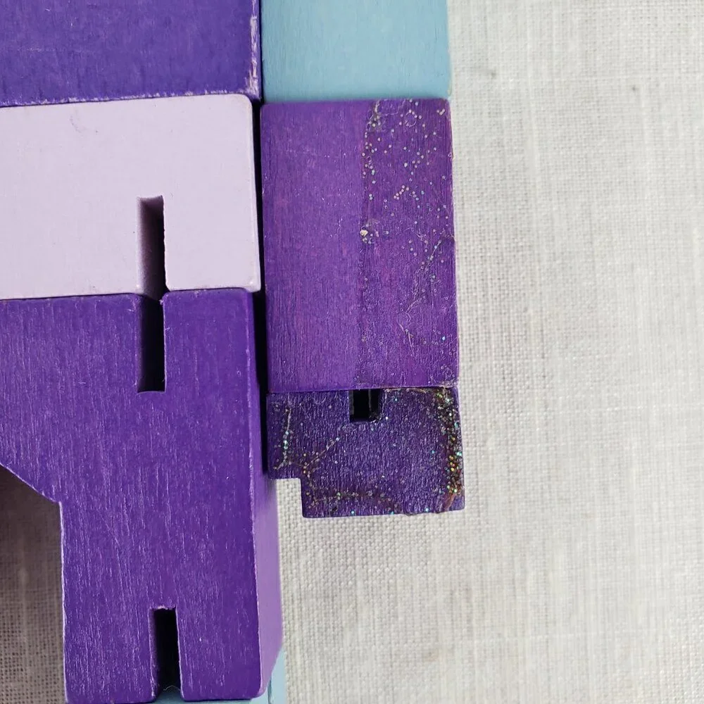 Cubebot Areaware David Weeks Studio Wooden Cube Robot Brainteaser Puzzle Purple